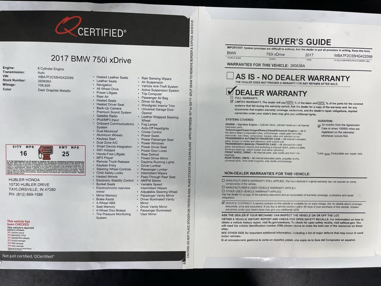 2017 BMW 750i xDrive 750i xDrive
